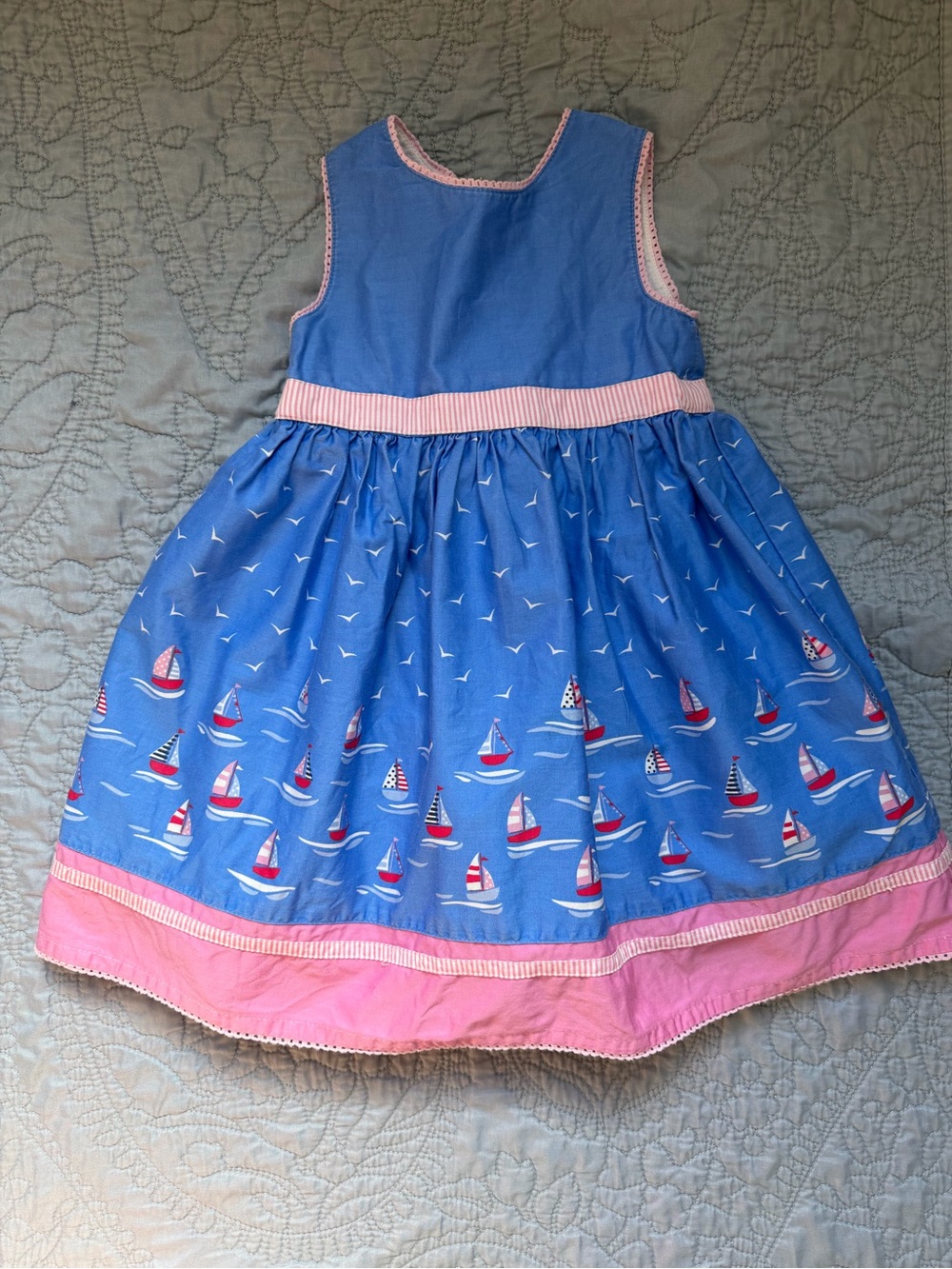 JoJo Maman Bebe Blue and Pink Nautical Sailboat Dress